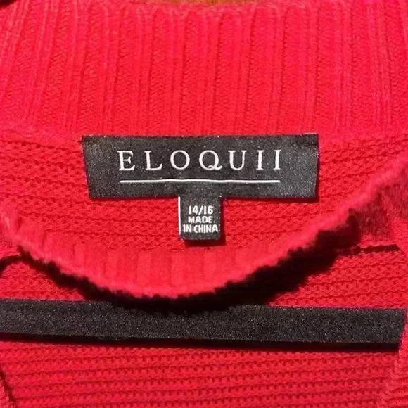 Eloquii women's red holiday Red Open V-Neck Sweater Cozy Knit size 16/18 - Picture 10 of 10